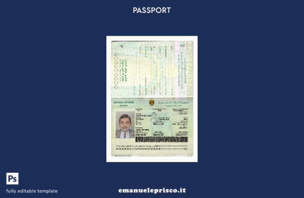modello presente del nuovo passaporto iracheno in stile verificato